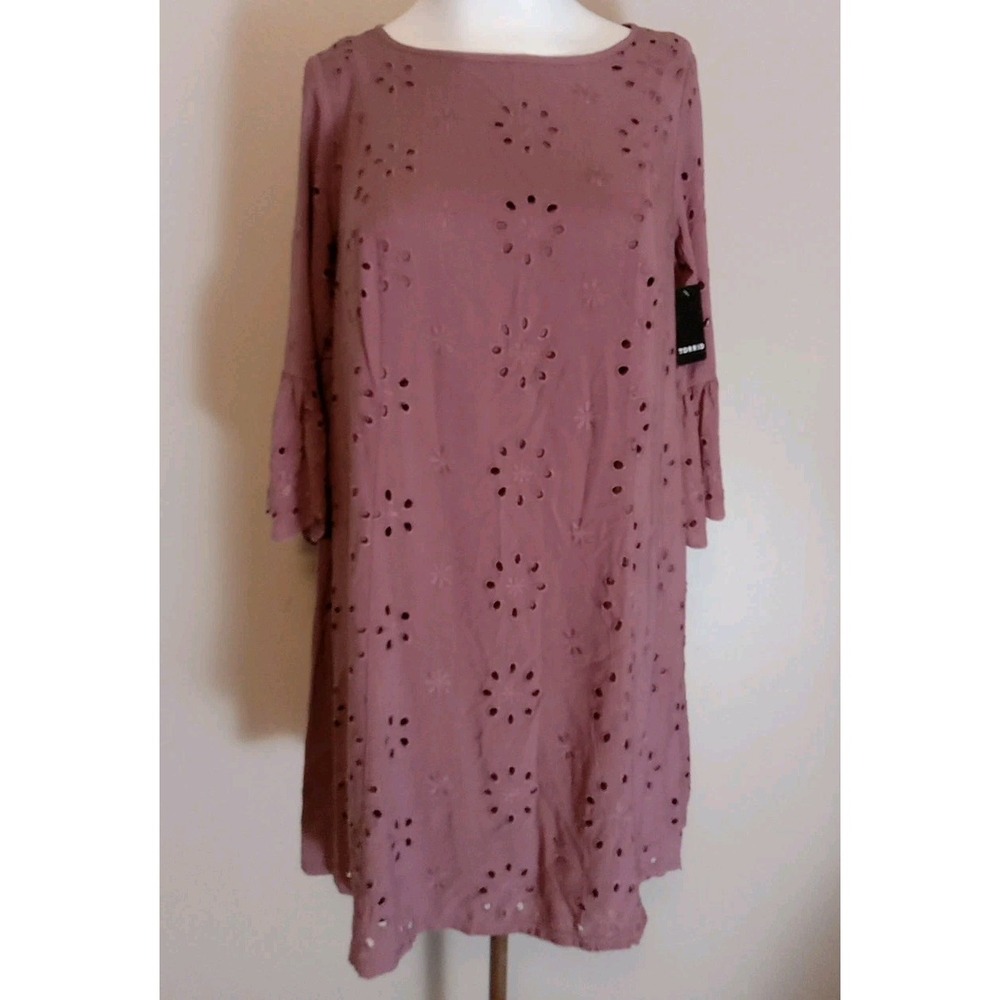 Torrid Mini Challis Eyelet Lined Rose Taupe Dress‎ Size M/L 00